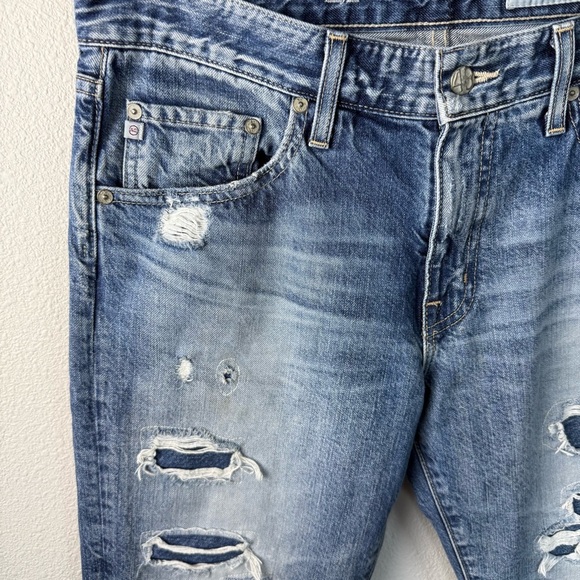 AG The Ex-Boyfriend Slouchy Slim Jean 19 Year Quilted Blue Mended Denim Women 29 - Picture 9 of 16